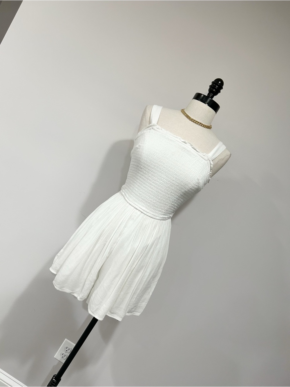 Hollister White Smocked Mini Sundress